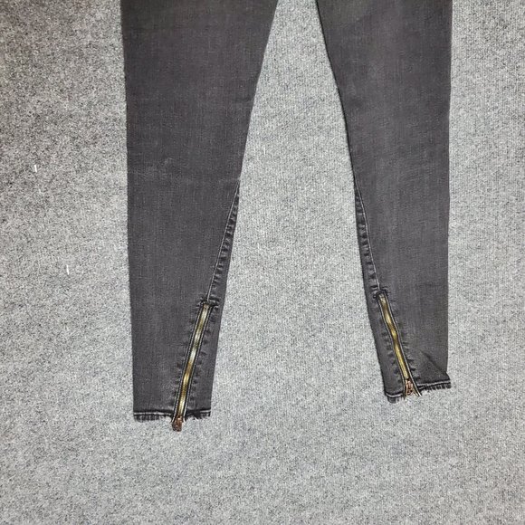 True Religion Halle 28 (Meas 26x27 9" Mid Rise) Skinny Black Ankle Zip Jeans A14 - Picture 5 of 9